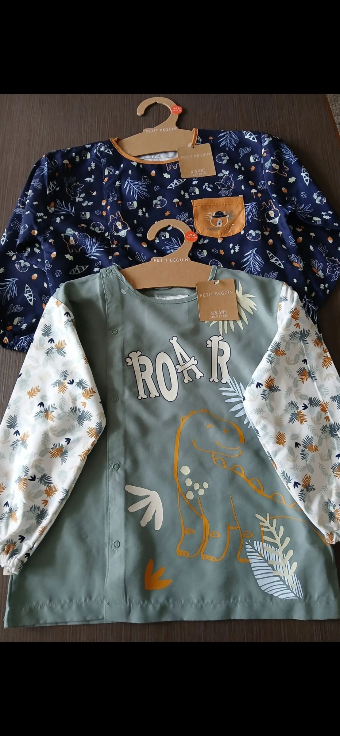 Lot 2 blouses tabliers peinture garçon petit beguin 104/110 cm 4/5 ans